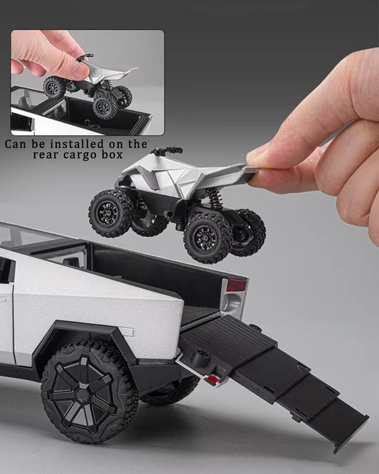 Cybertruck Pickup 1:24 Scale Diecast Toy Truck with Sound, Light & Pull Back Action