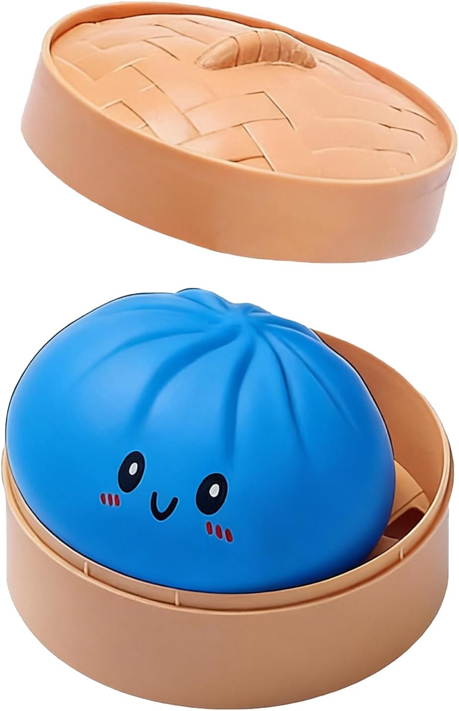 Solid Color Dumpling Squishy Squeeze Toy with Steamer Mystery Color