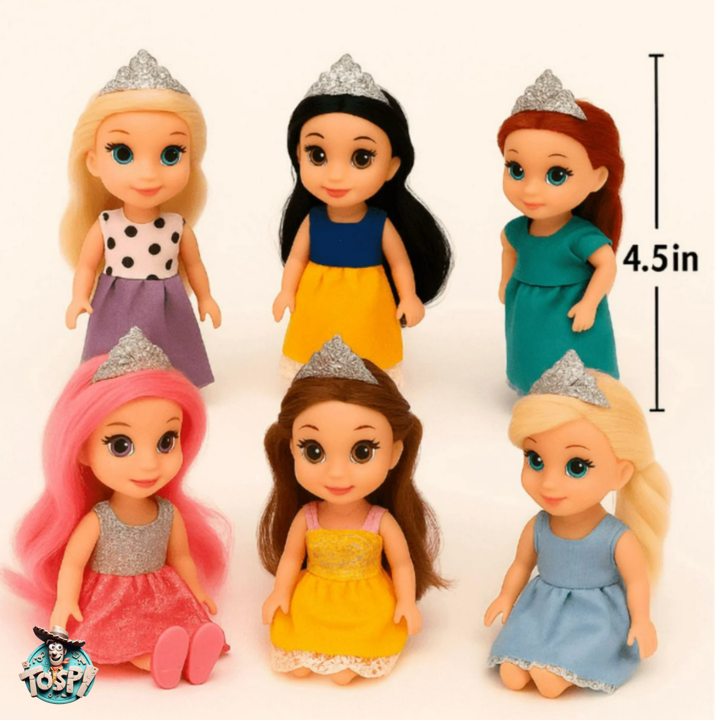 TOYSPI Miniature Pocket Princess Doll Playset | 6 Dolls & 30 Accessories