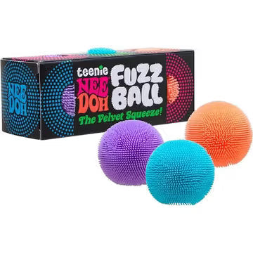 Nee Doh Fuzz Ball Teenie 1.5 Inch Squish Ball Fidget Toy - Set of 3