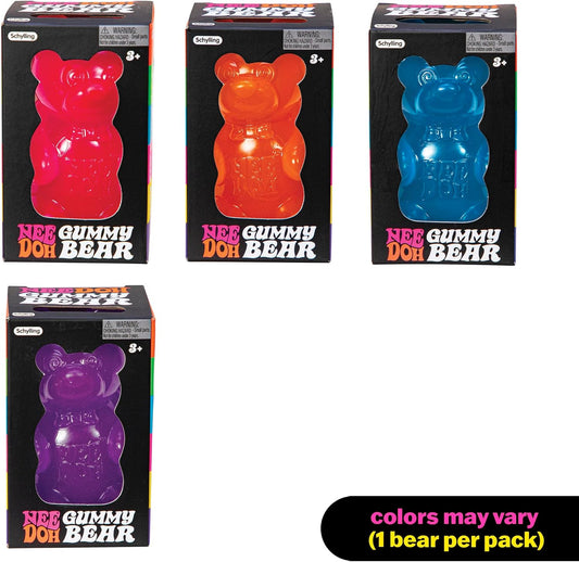 Schylling NeeDoh Gummy Bear – Sensory Fidget Toy with Jelly-Like Filling – 3.5″ Tall – Colors May Vary (Pack of 1)