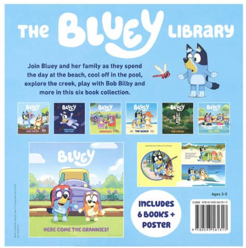 The Bluey 6 Book Hardcover Library Set with Poster