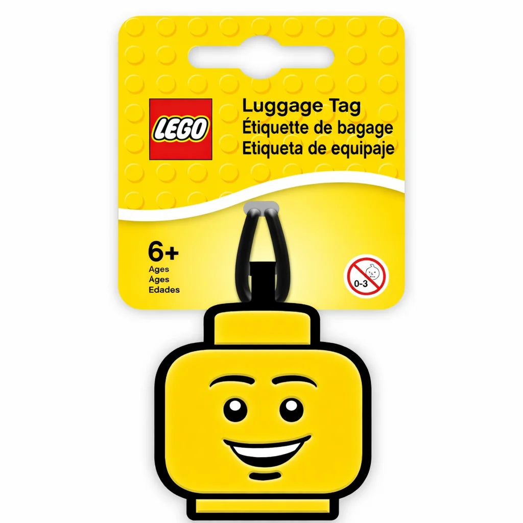 LEGO Classic Minifigure Head Luggage Tag – Yellow Smiling Face Bag ID Tag