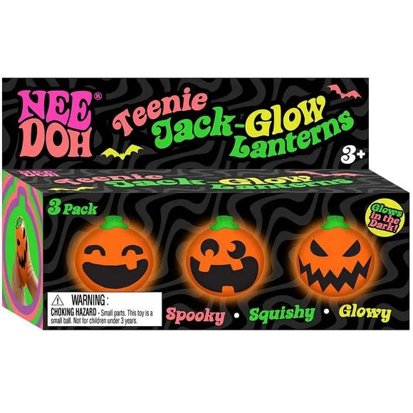 NeeDoh Needohween Teenie Jack-Glow-Lantern 3-Pack Glow-in-the-Dark Squishy Toys
