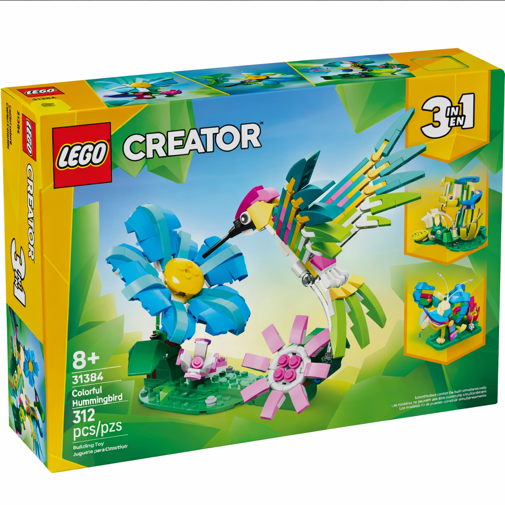 LEGO Creator 3-in-1 Colorful Hummingbird 31384 Building Set