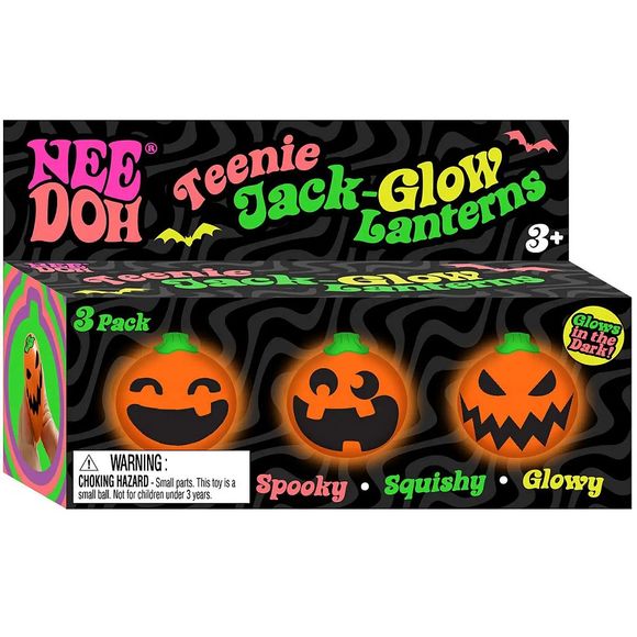 NeeDoh Needohween Teenie Jack-Glow-Lantern 3-Pack Glow-in-the-Dark Squishy Toys
