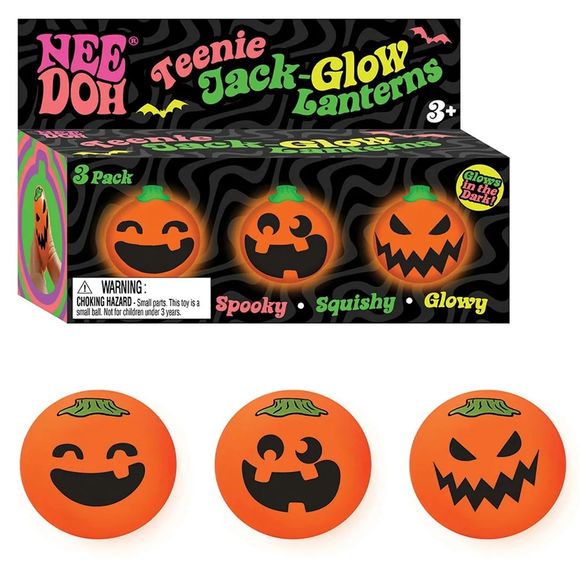NeeDoh Needohween Teenie Jack-Glow-Lantern 3-Pack Glow-in-the-Dark Squishy Toys