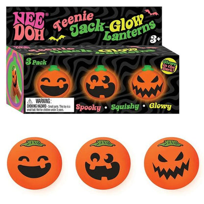 NeeDoh Needohween Teenie Jack-Glow-Lantern 3-Pack Glow-in-the-Dark Squishy Toys