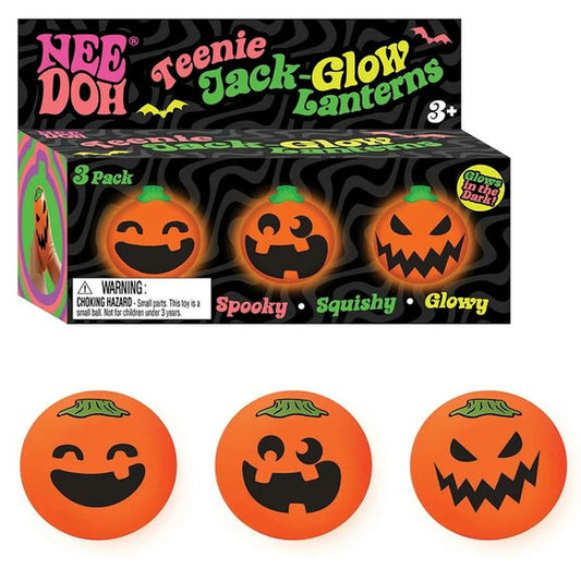 NeeDoh Needohween Teenie Jack-Glow-Lantern 3-Pack Glow-in-the-Dark Squishy Toys