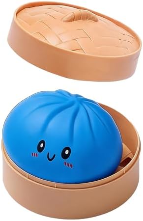 Solid Color Dumpling Squishy Squeeze Toy with Steamer Mystery Color