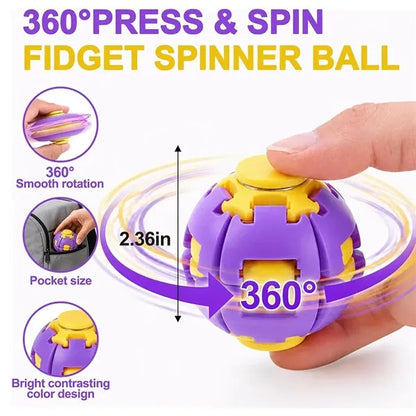Press-to-Spin Fidget Stress Ball Sensory Squeeze Toy