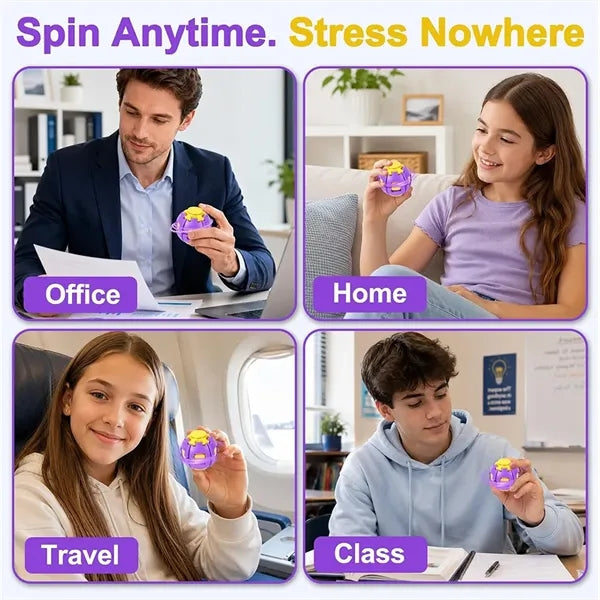 Press-to-Spin Fidget Stress Ball Sensory Squeeze Toy