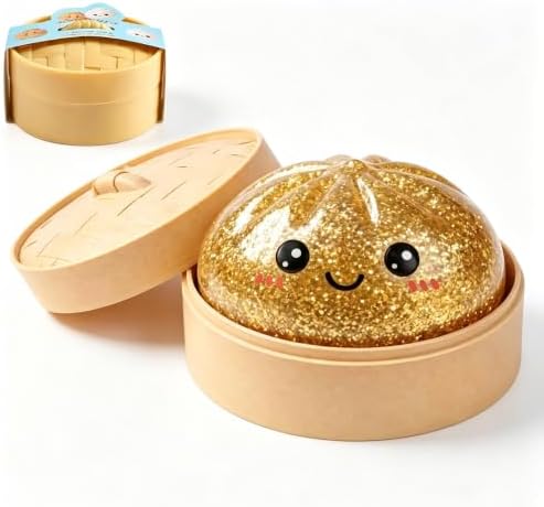 Glitter Dumpling Squishy Squeeze Toy with Steamer Mystery Color