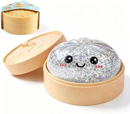 Glitter Dumpling Squishy Squeeze Toy with Steamer Mystery Color