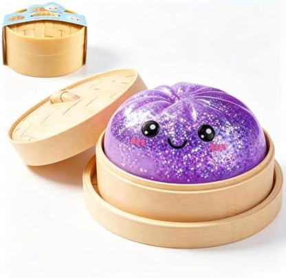 Glitter Dumpling Squishy Squeeze Toy with Steamer Mystery Color
