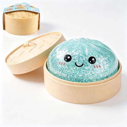 Glitter Dumpling Squishy Squeeze Toy with Steamer Mystery Color