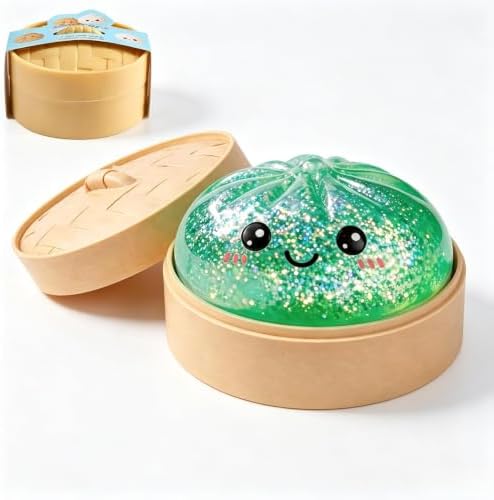 Glitter Dumpling Squishy Squeeze Toy with Steamer Mystery Color