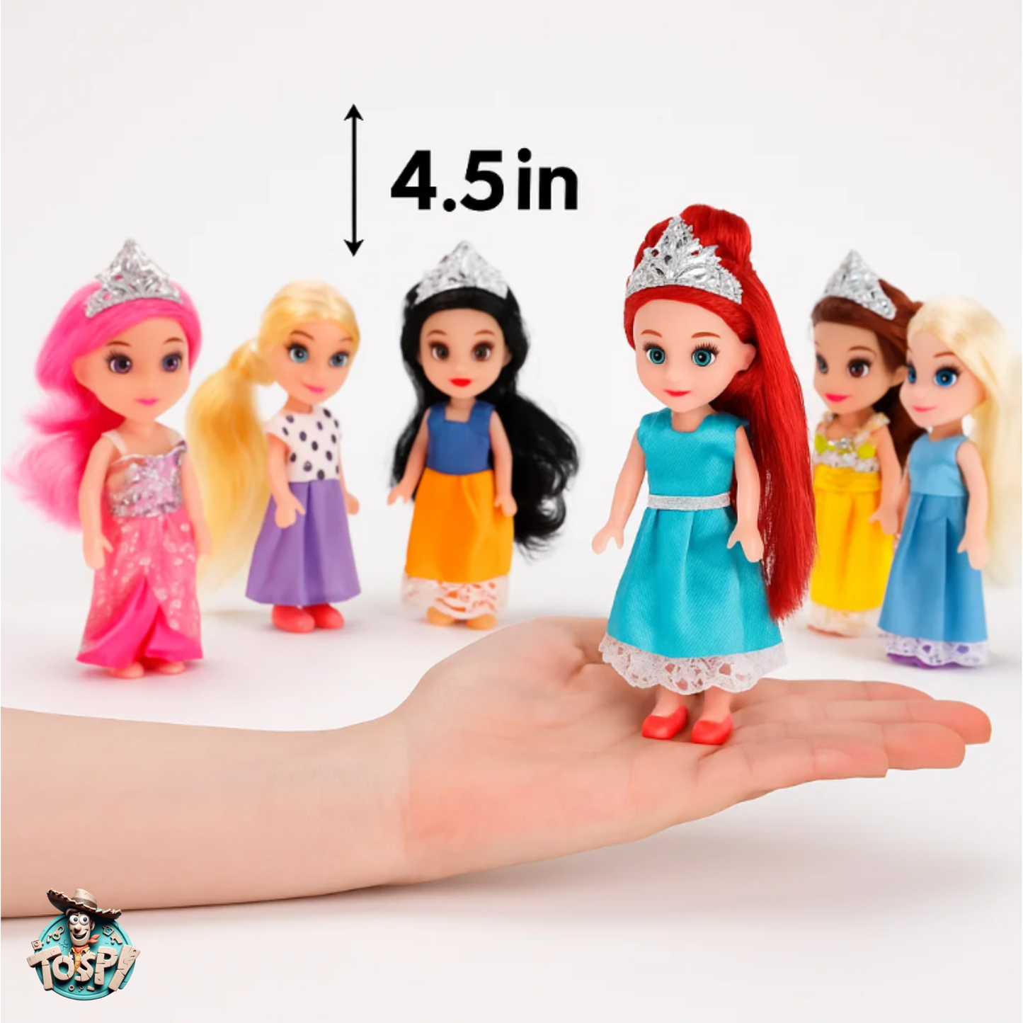 TOYSPI Miniature Pocket Princess Doll Playset | 6 Dolls & 30 Accessories