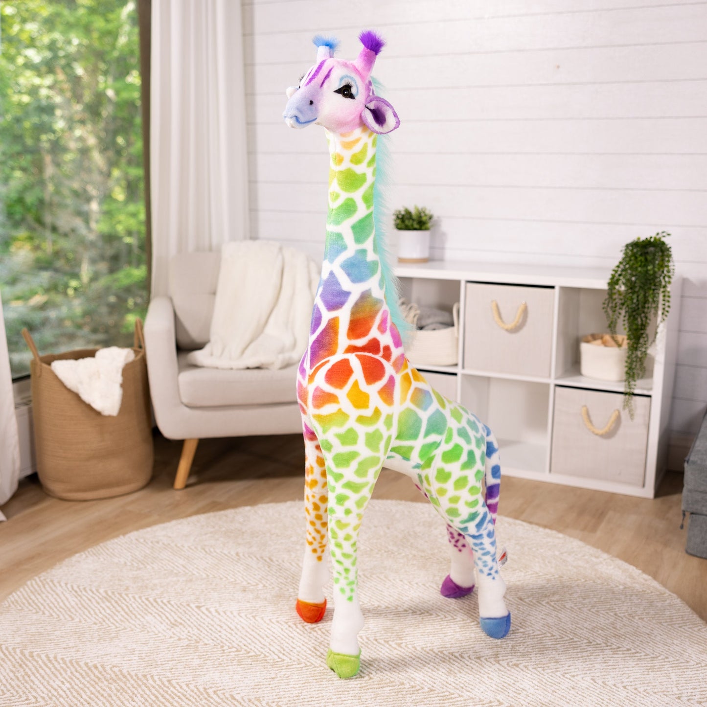 Melissa and Doug Rainbow Giraffe Lifelike Plush 54 Inch Stuffed Animal
