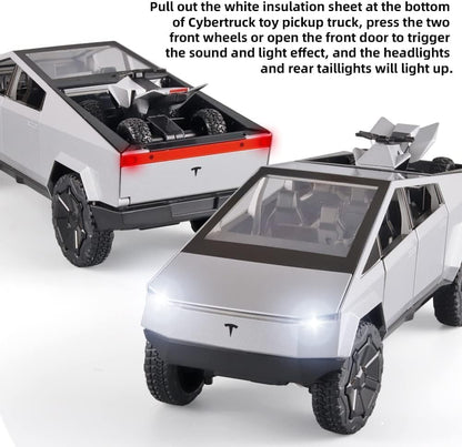 Cybertruck Pickup 1:24 Scale Diecast Toy Truck with Sound, Light & Pull Back Action