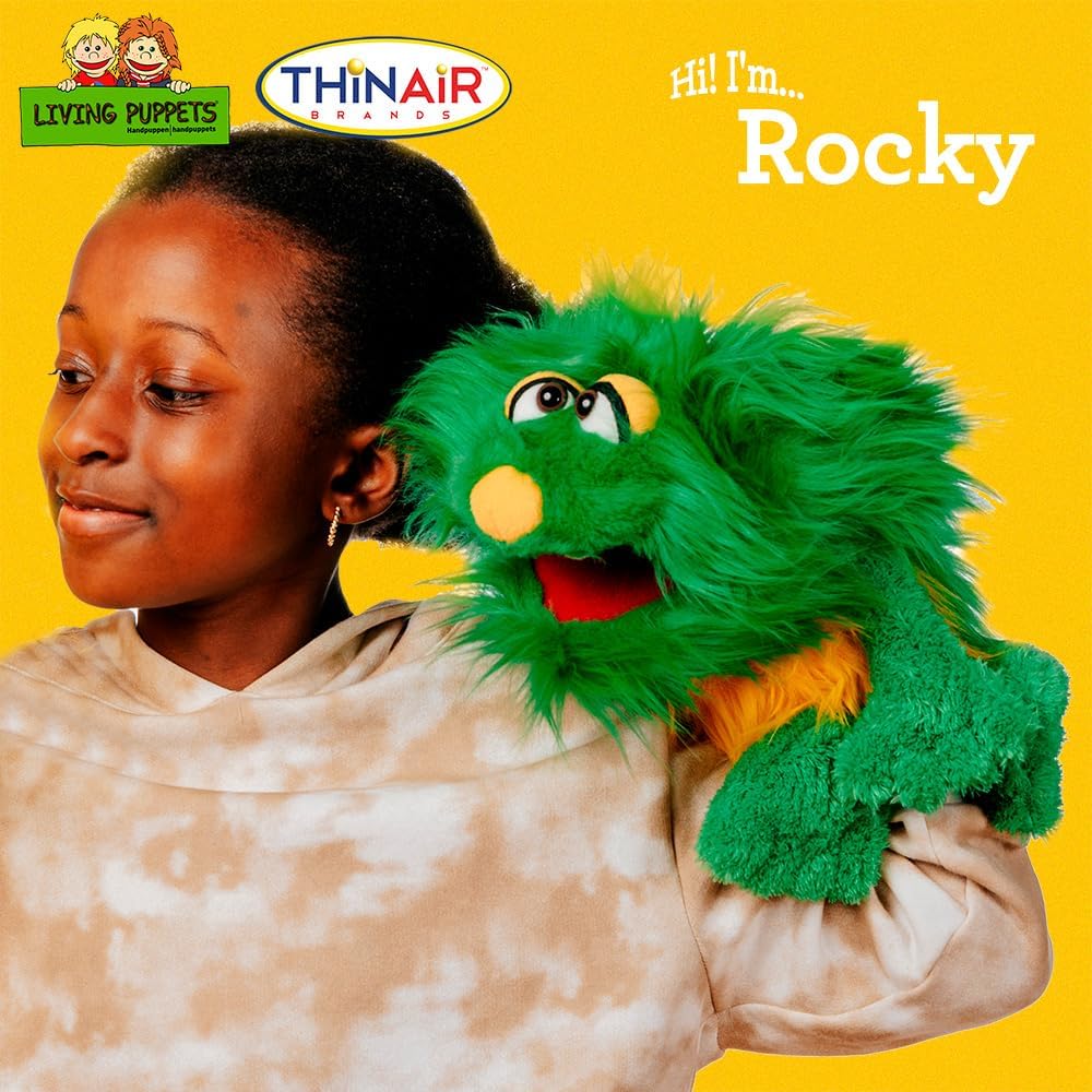 THiN AiR Brands Living Puppets Rocky 16 Inch Green Monster Hand Puppet