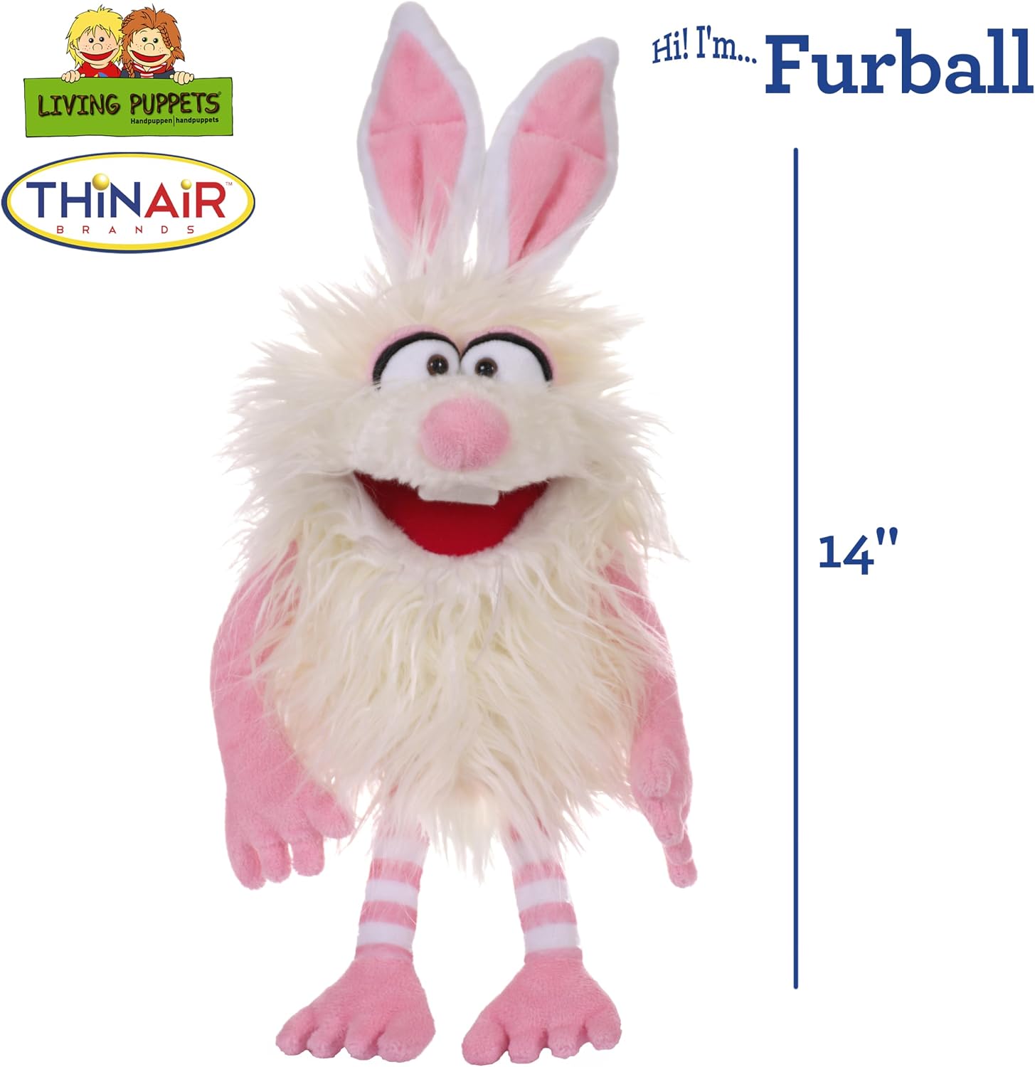 THiN AiR Brands Living Puppets Furball 14 Inch White Bunny Hand Puppet