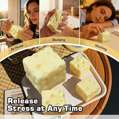 3-Inch Cheese Squishy Slow Rising TPR Sensory Fidget Toy