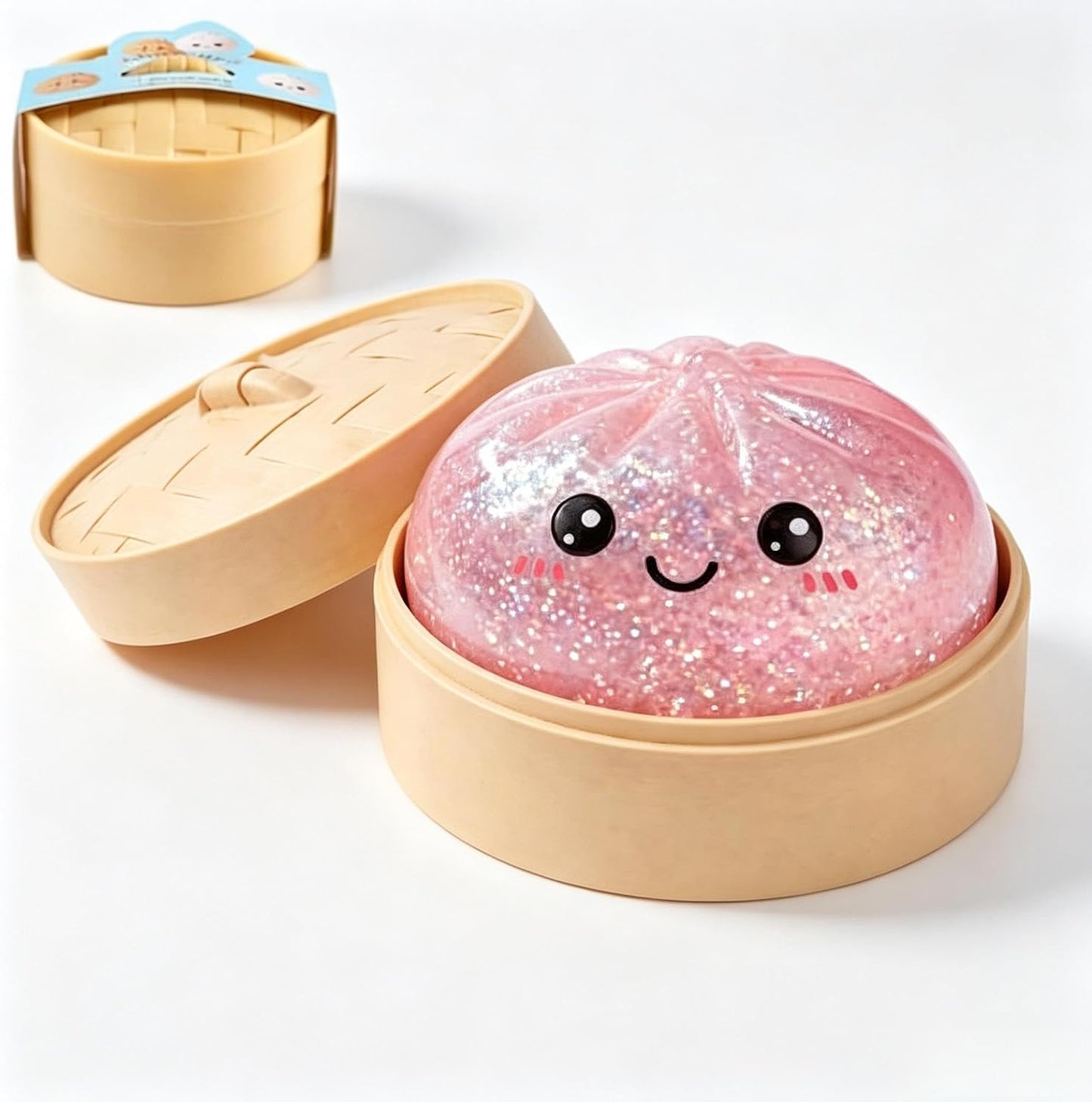 Glitter Dumpling Squishy Squeeze Toy with Steamer Mystery Color