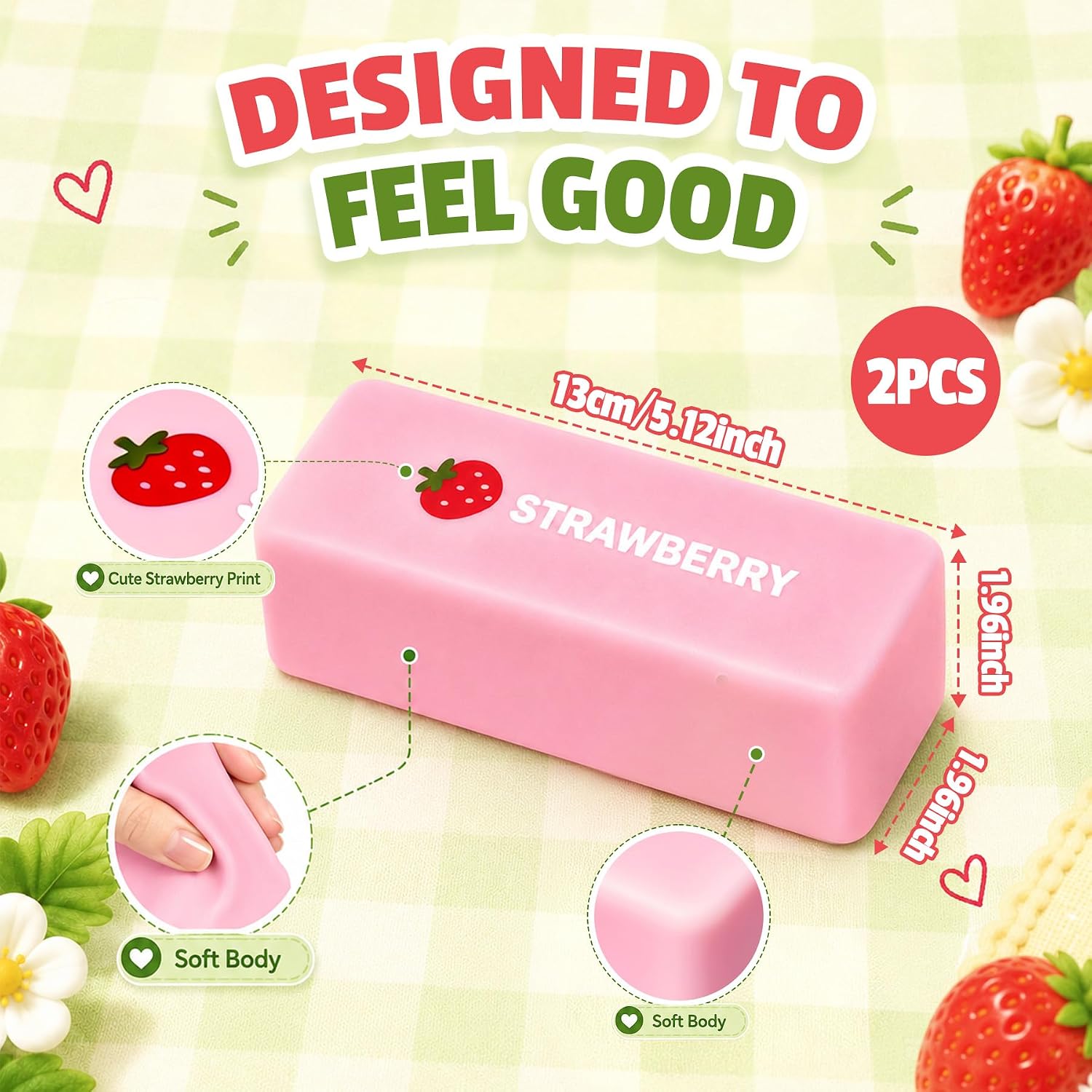 Strawberry and Butter Slow Rising Squishy Stress Relief Toy Set 2 Pack