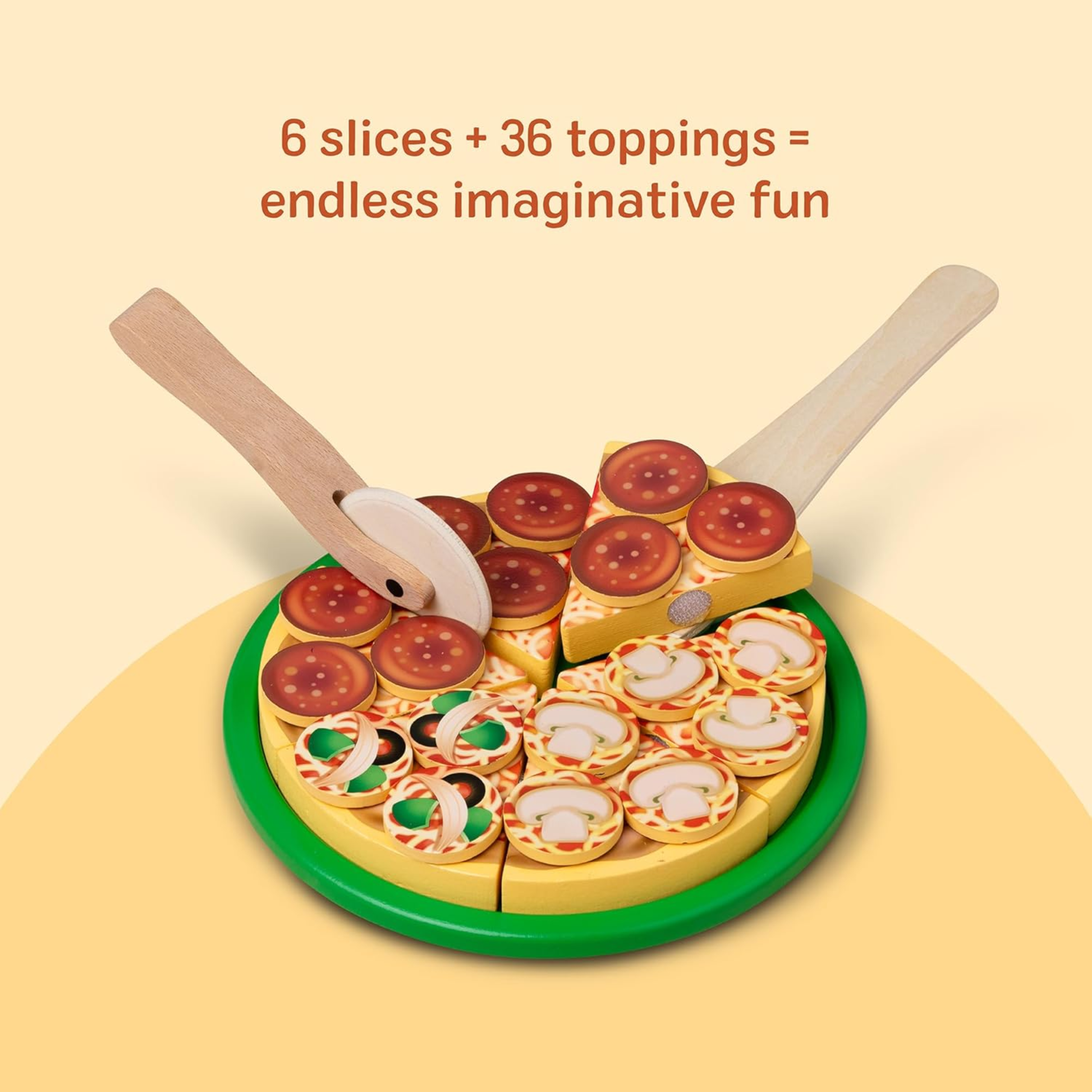 Melissa and Doug Wooden Pizza Party Play Set Pretend Kitchen Toy