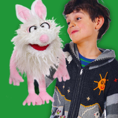 THiN AiR Brands Living Puppets Furball 14 Inch White Bunny Hand Puppet