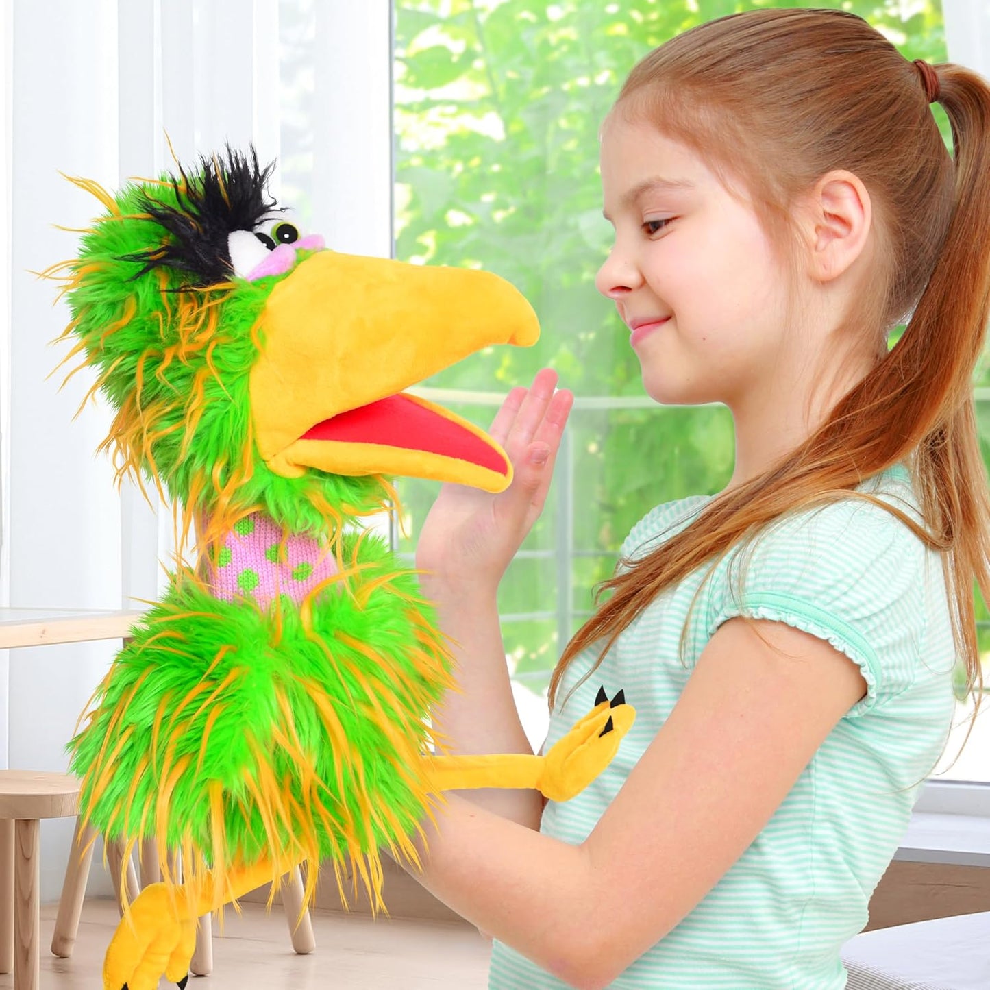 THiN AiR Brands Living Puppets Pickle 18 Inch Green Bird Hand Puppet