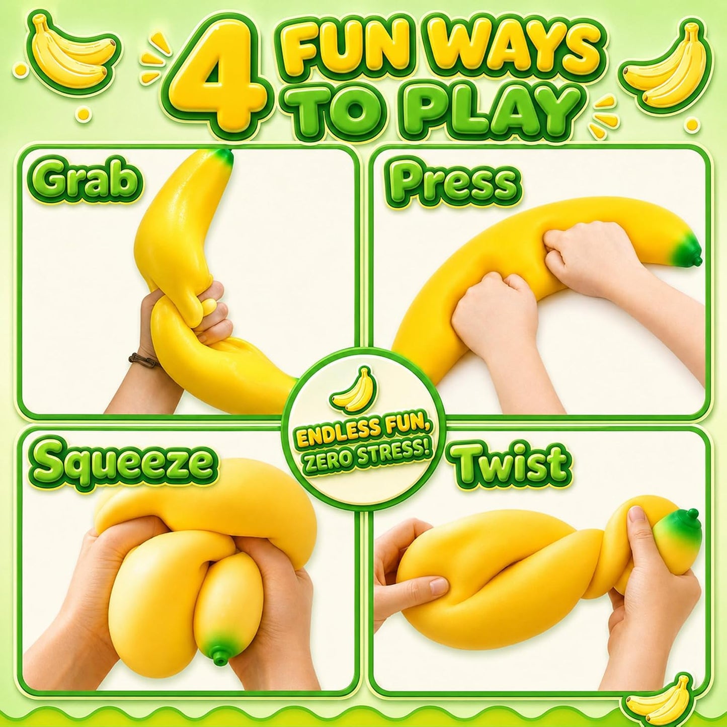 18-Inch Jumbo Banana Squishy Slow Rising Sensory Fidget Toy