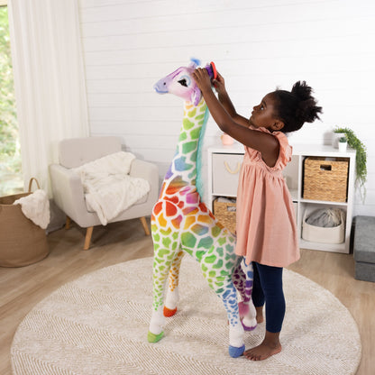 Melissa and Doug Rainbow Giraffe Lifelike Plush 54 Inch Stuffed Animal