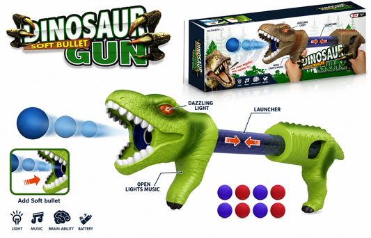 Dinosaur Dart Blaster Set with 8 Soft Darts Lights and Sounds