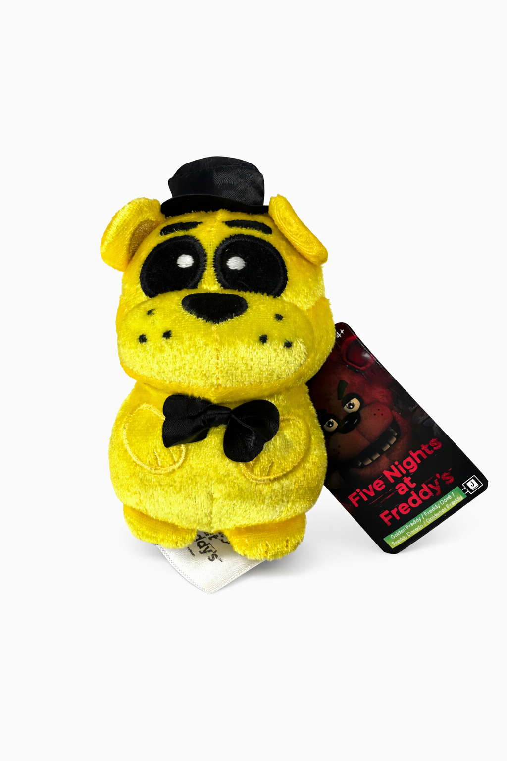 Five Nights at Freddy’s Golden Freddy 4-Inch Plush Toy – Soft Yellow Bear Character Plush with Hat and Bow Tie