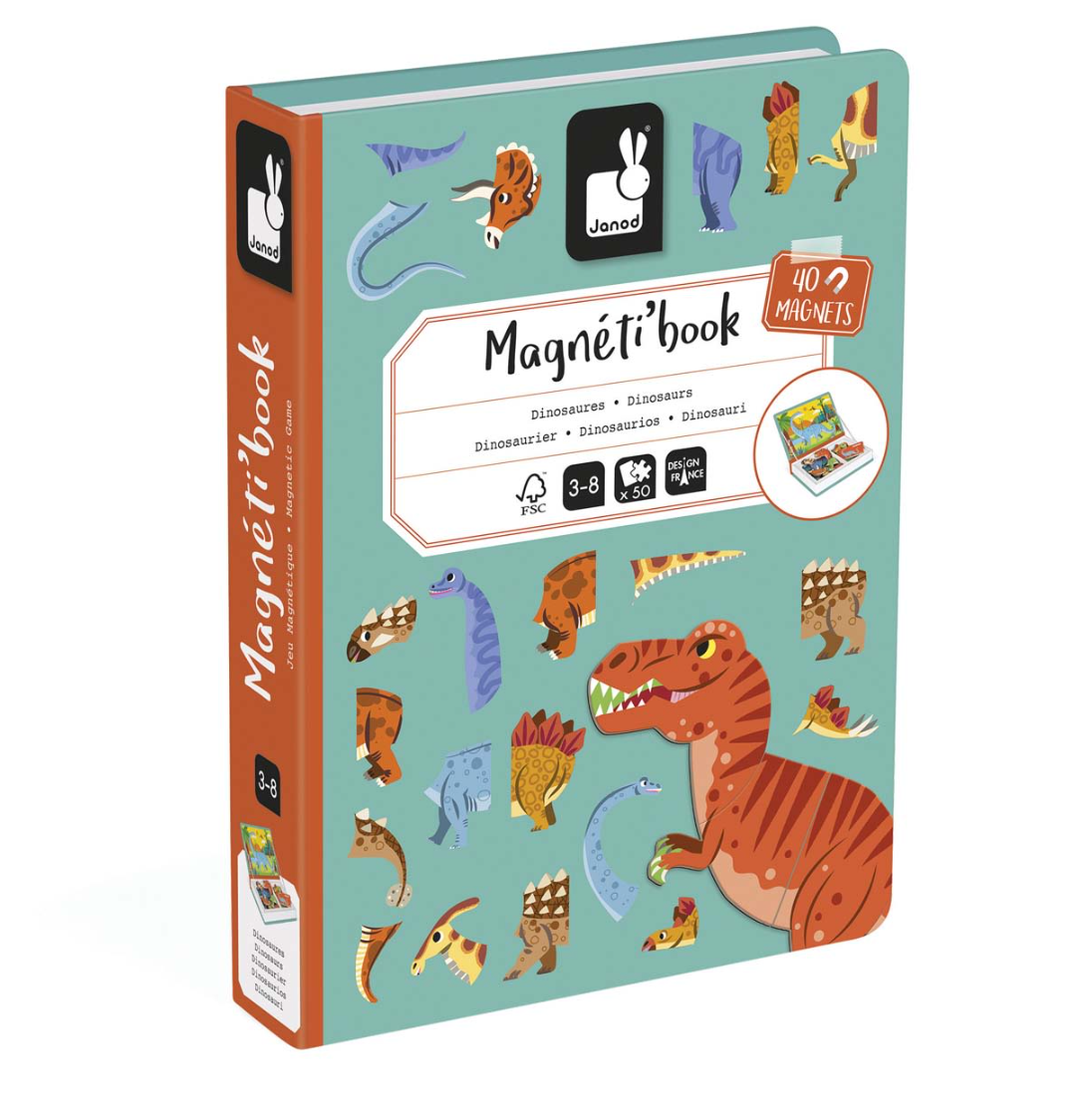 Janod Dinosaurs Magneti'Book Magnetic Educational Game – 40 Magnets & 10 Cards