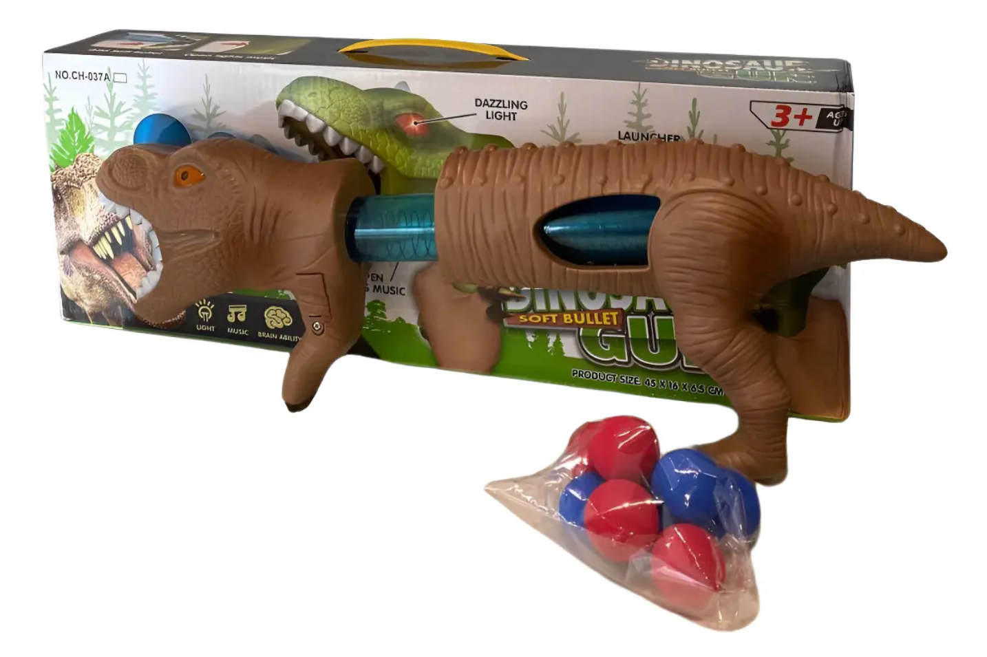 Dinosaur Dart Blaster Set with 8 Soft Darts Lights and Sounds