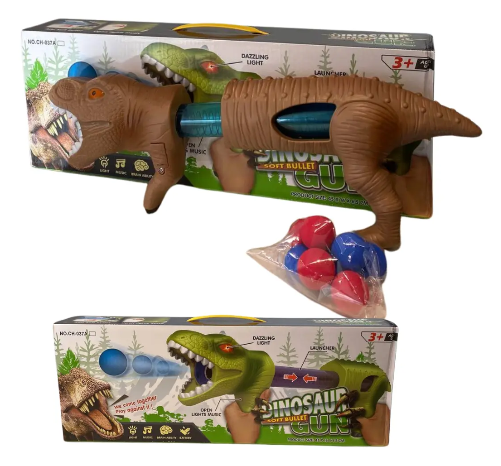 Dinosaur Dart Blaster Set with 8 Soft Darts Lights and Sounds