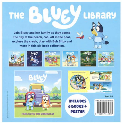 The Bluey 6 Book Hardcover Library Set with Poster