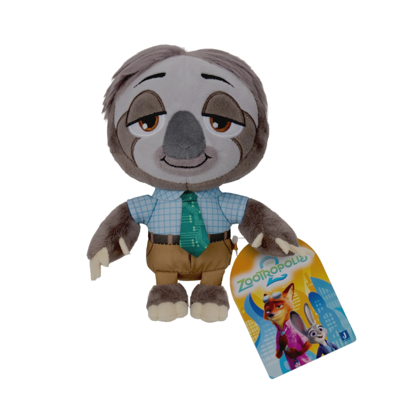 Disney Zootopia Flash Sloth 6-Inch Plush Toy – Soft Character Plush with Shirt and Tie for Kids and Collectors