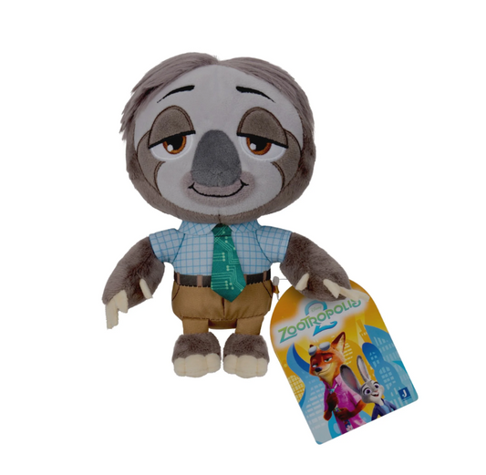 Disney Zootopia Flash Sloth 6-Inch Plush Toy – Soft Character Plush with Shirt and Tie for Kids and Collectors