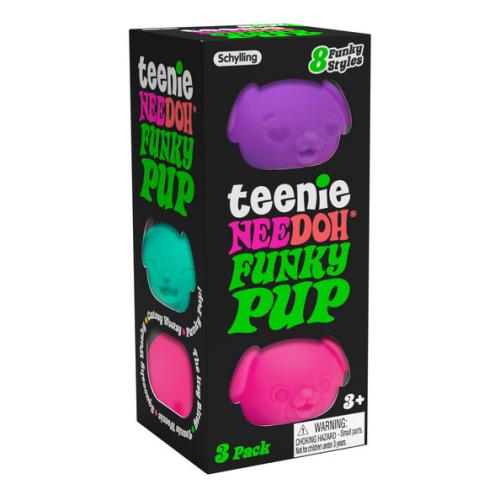 Nee Doh Teenie Funky Pups 1.5 Inch Squish Ball Fidget Toy - Set of 3