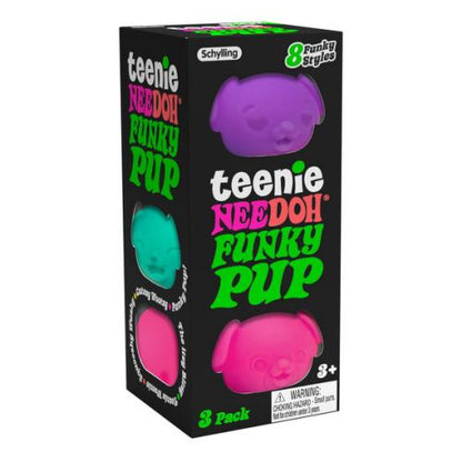 Nee Doh Teenie Funky Pups 1.5 Inch Squish Ball Fidget Toy - Set of 3
