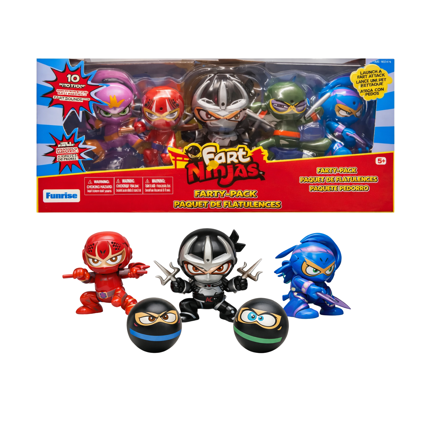 Fart Ninjas Farty Pack – 5 Action Ninja Figures with Launch & Sound Effects