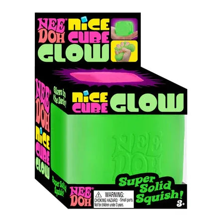 Nee Doh Nice Cube GLOW 2.5 Inch Squish Ball Fidget Toy
