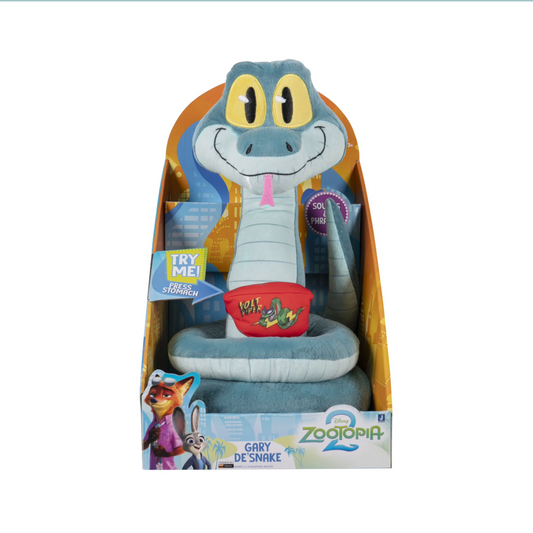 Disney Zootopia Gary De’Snake 10-Inch Interactive Plush Toy – Press Stomach Talking Snake Character Plush