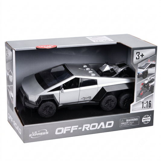 Cybertruck Pickup 1:24 Scale Diecast Toy Truck with Sound, Light & Pull Back Action