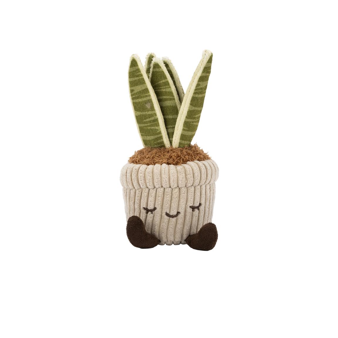Greenhouse Corduroy Snake Plant 6-Inch Plush Toy – Soft Potted Plant Plush with Cute Smiling Face