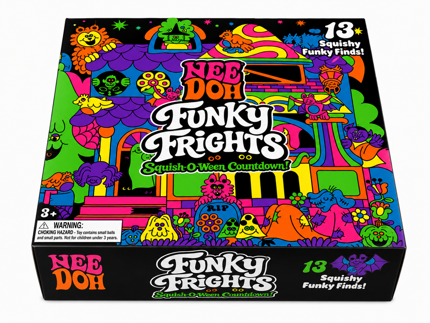 Schylling NeeDoh Funky Frights 2026 Squish-O-Ween Countdown Box – 13 Surprises